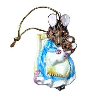 Vtg Schmid Beatrix Potter Mouse and Baby 1982 Ornament Cord Sticker Japan
